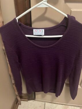 Lipstick Boutique Deep Plum Ribbed Long-Sleeve Top